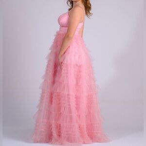 Baby Pink Windsor Prom Formal Dress Ruffled